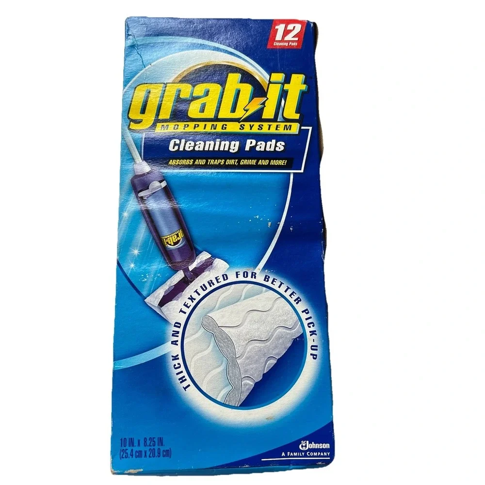 GRAB IT GO MOP Mopping System Cleaning Refill Pads 12 Original  Discontinued Vtg